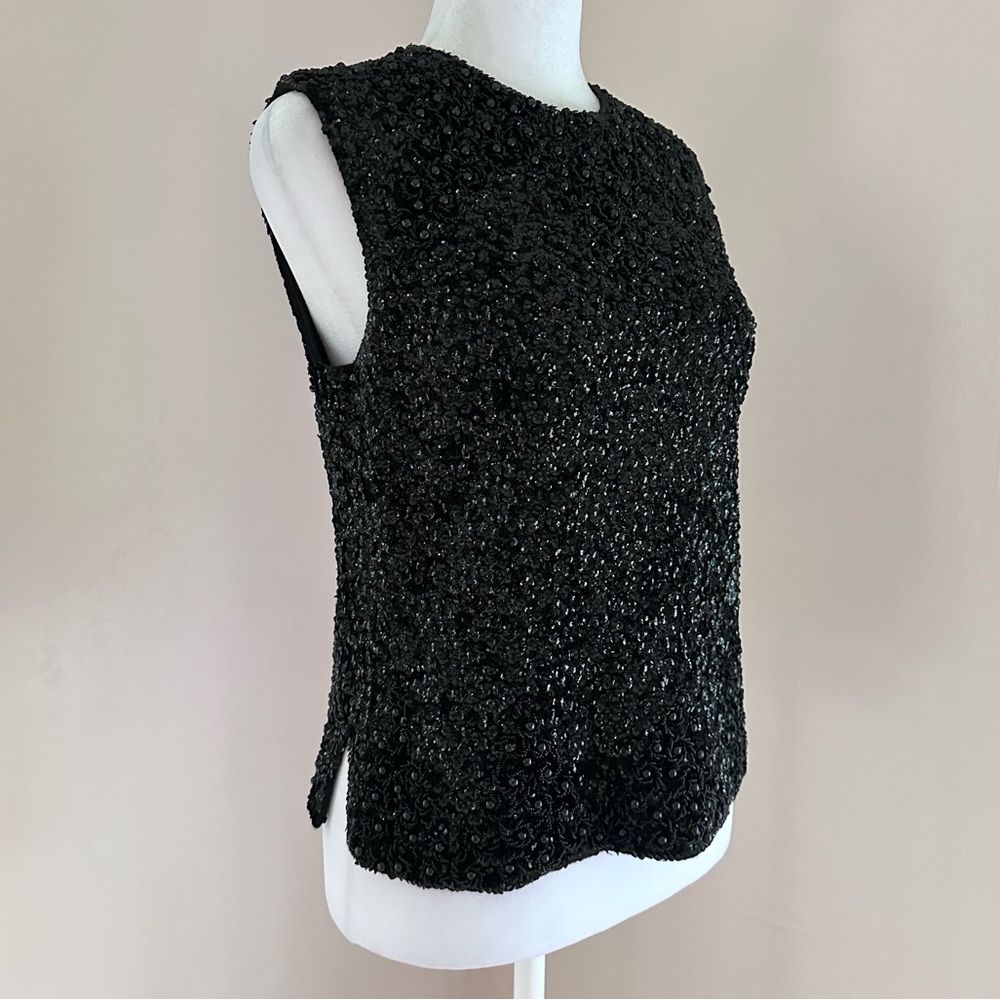Vintage 1980s Yves Saint Laurent Beaded and Sequin Embellished Top 44 FR 12 US M - Picture 3 of 15